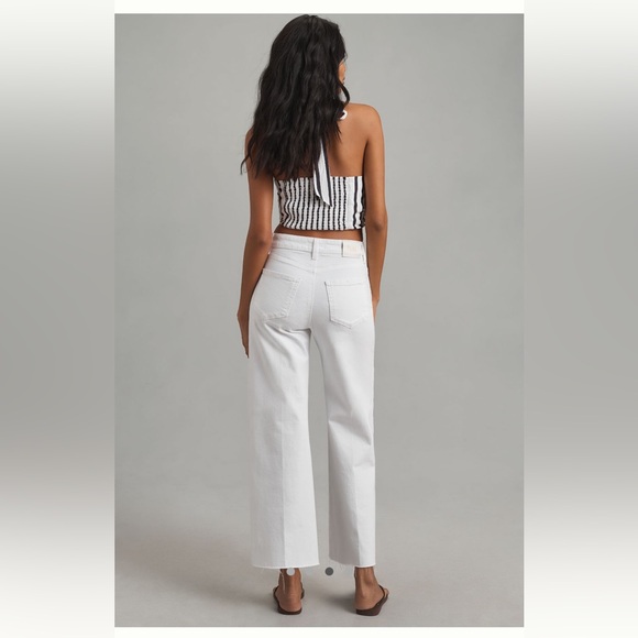 NWT Paige Anessa Wide Leg Cropped Raw Hem Jeam in Crisp White Size 27 - Picture 2 of 8